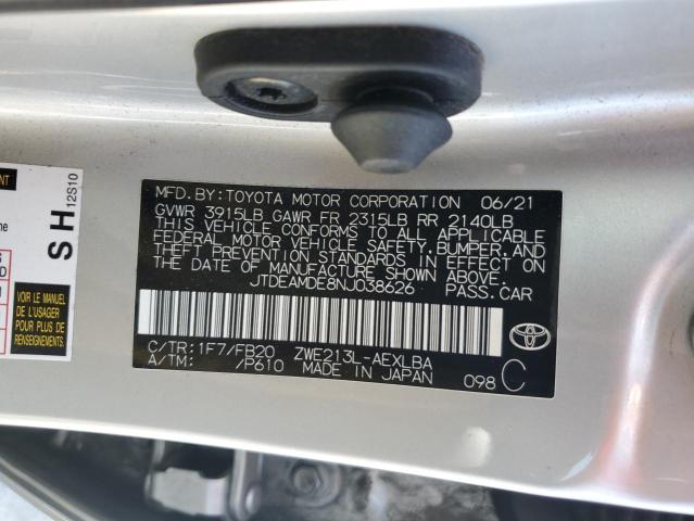 2022 TOYOTA COROLLA LE - JTDEAMDE8NJ038626