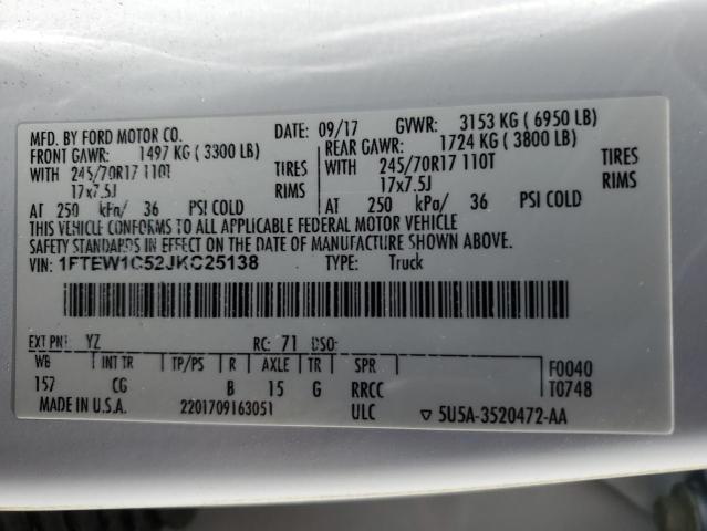 2018 FORD F150 SUPER 1FTEW1C52JKC25138