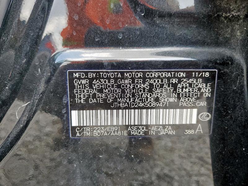 2019 LEXUS IS 300 JTHBA1D24K5089471
