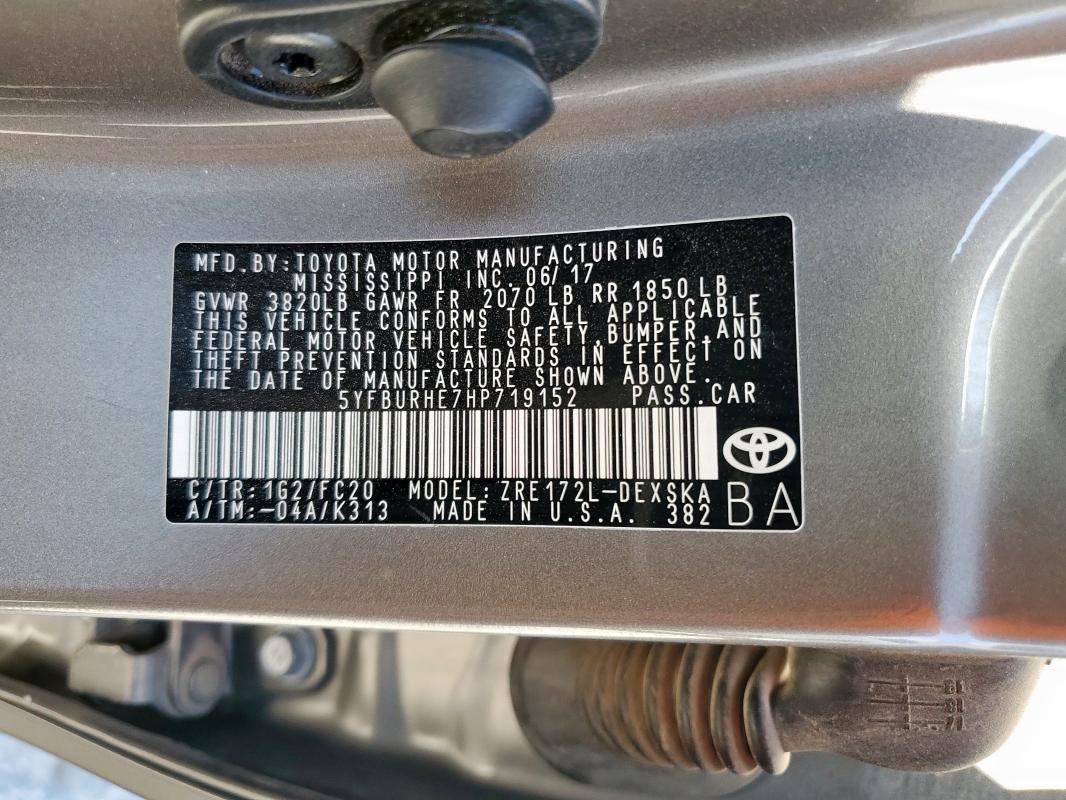 2017 TOYOTA COROLLA L - 5YFBURHE7HP719152