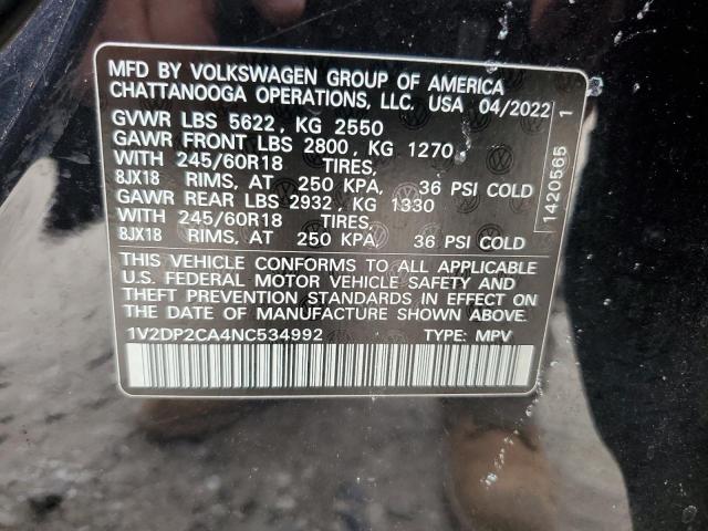 2022 VOLKSWAGEN ATLAS SE 1V2DP2CA4NC534992