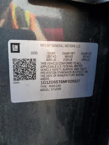 2021 CHEVROLET MALIBU LT 1G1ZD5ST6MF025027