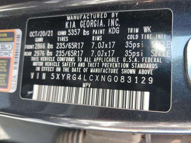 2022 KIA SORENTO 5XYRG4LCXNG083129