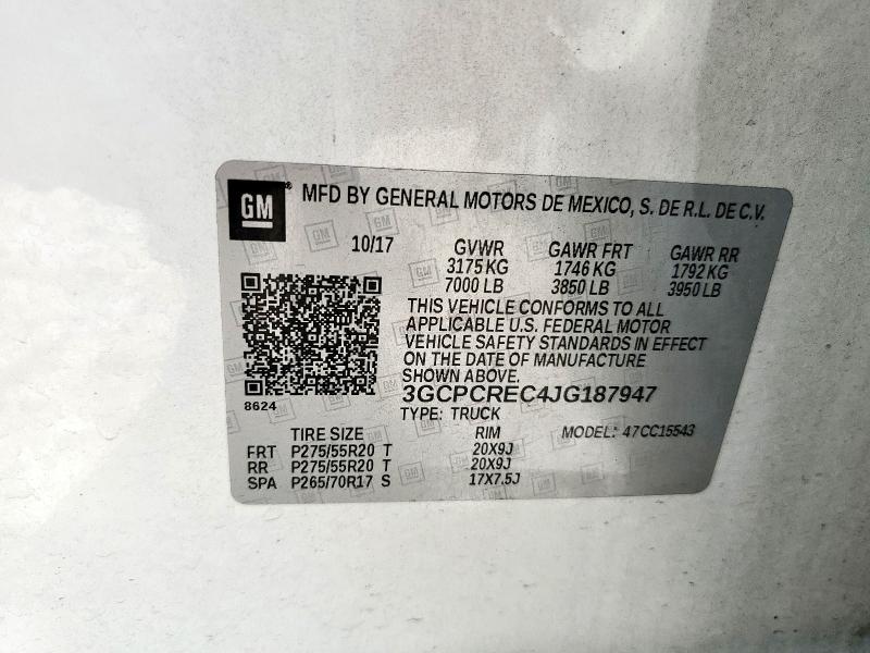 2018 CHEVROLET SILVERADO - 3GCPCREC4JG187947