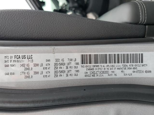 2019 DODGE DURANGO R/ 1C4SDJCT1KC853551