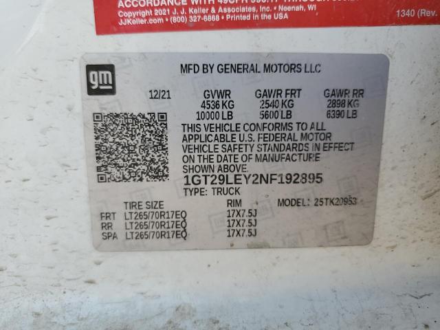 2022 GMC SIERRA K25 1GT29LEY2NF192895