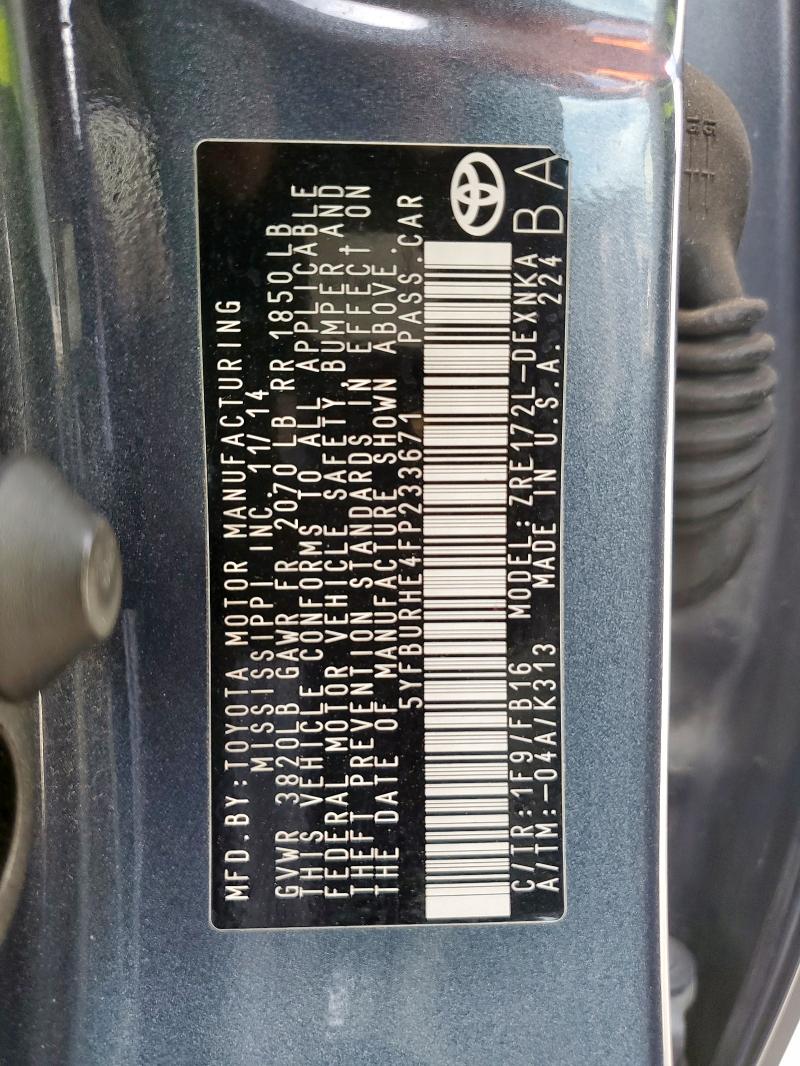 2015 TOYOTA COROLLA L - 5YFBURHE4FP233671