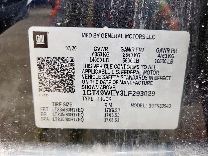 2020 GMC SIERRA K35 1GT49WEY3LF293029