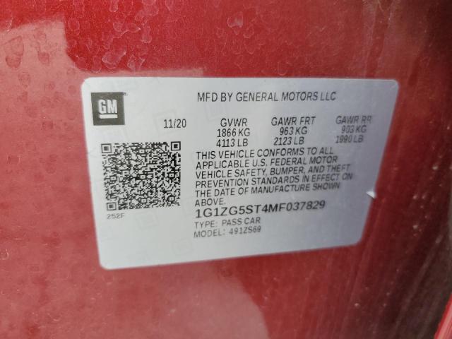 2021 CHEVROLET MALIBU RS 1G1ZG5ST4MF037829