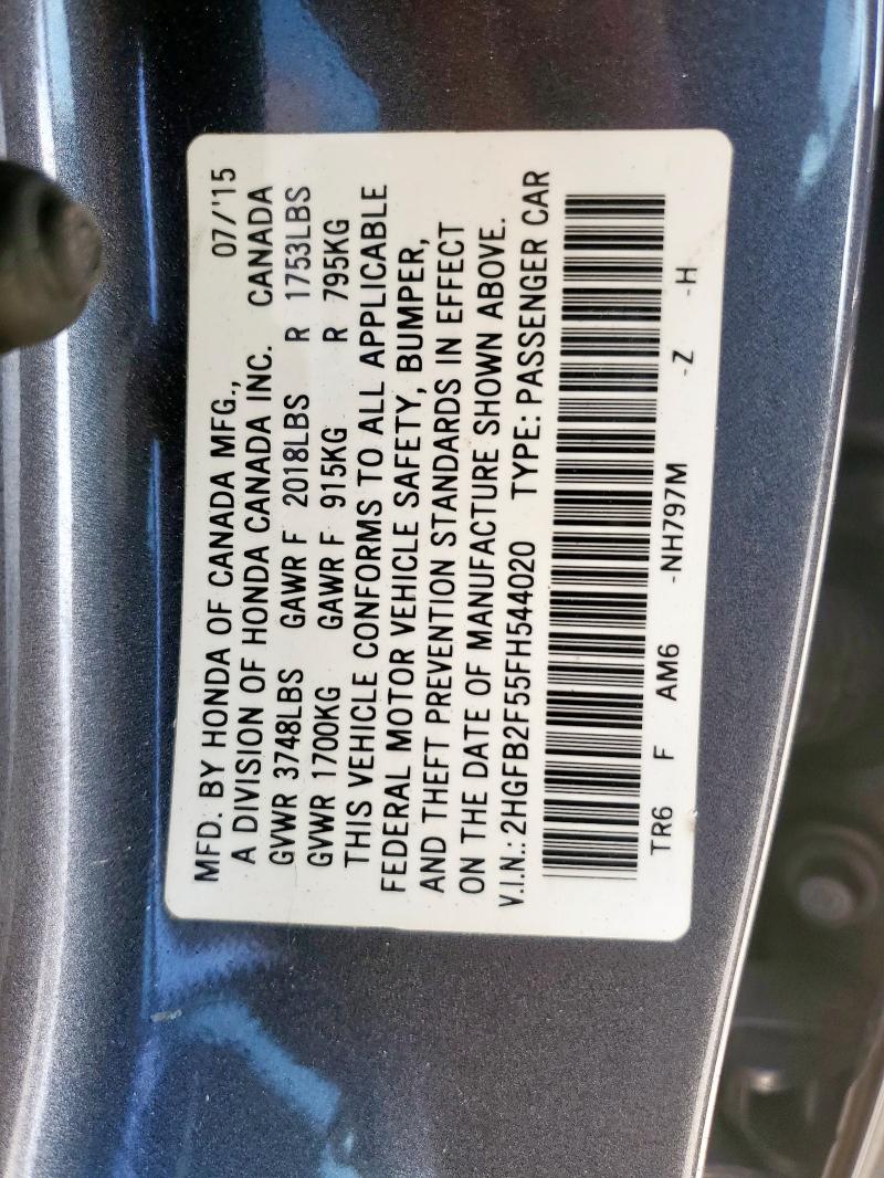 2015 HONDA CIVIC LX 2HGFB2F55FH544020