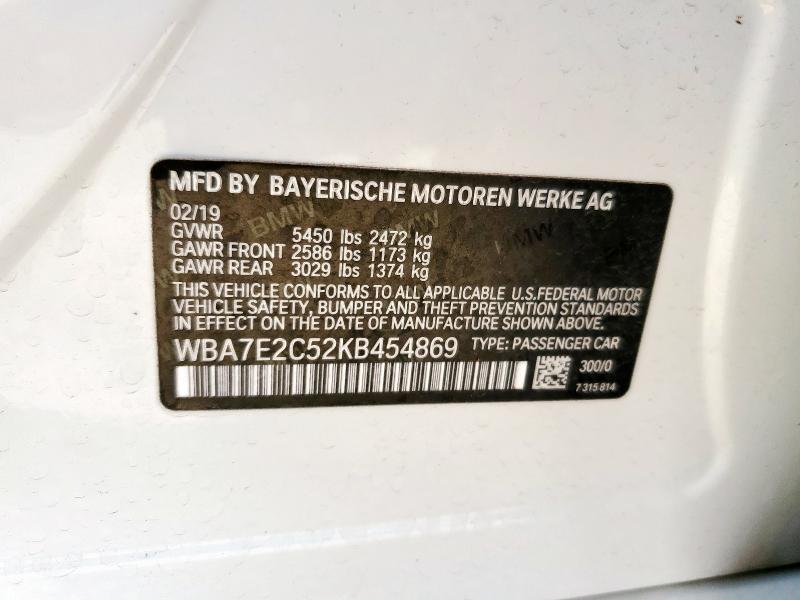 2019 BMW 740 I - WBA7E2C52KB454869