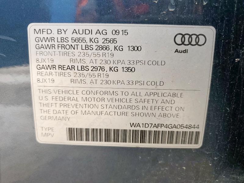 2016 AUDI Q5 PREMIUM WA1D7AFP4GA054844