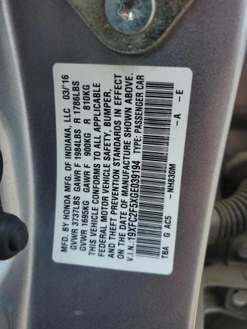 2016 HONDA CIVIC LX 19XFC2F5XGE039194