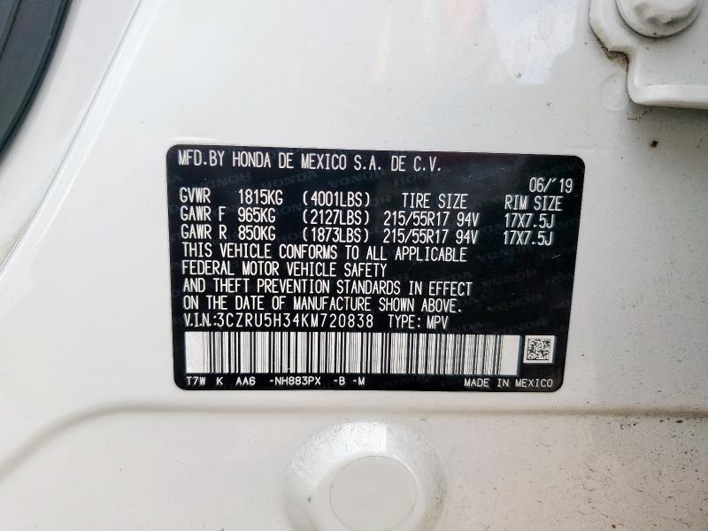 2019 HONDA HR-V LX 3CZRU5H34KM720838