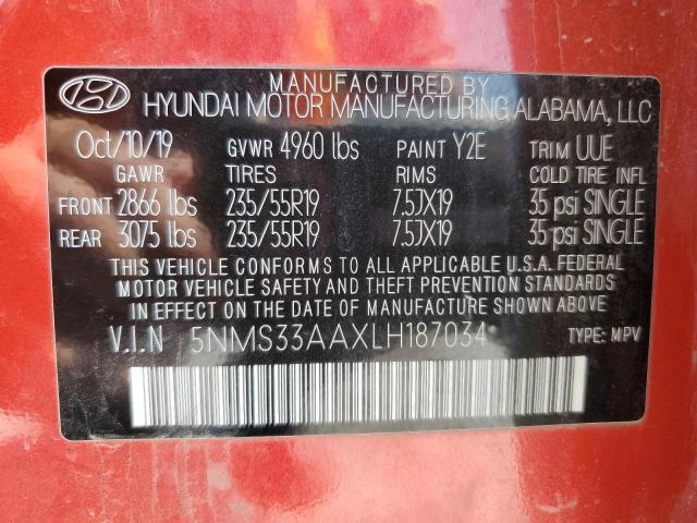2020 HYUNDAI SANTA FE S - 5NMS33AAXLH187034