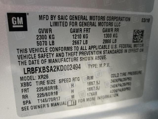 2019 BUICK ENVISION P LRBFXBSA2KD002494
