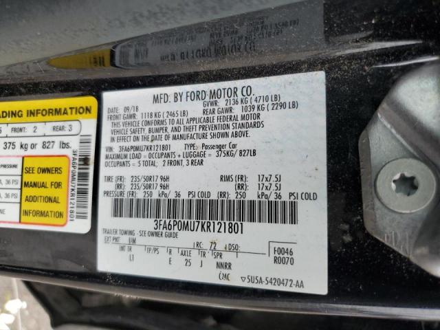 2019 FORD FUSION SEL 3FA6P0MU7KR121801