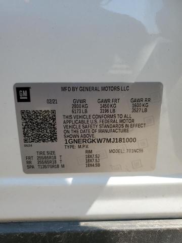 2021 CHEVROLET TRAVERSE L - 1GNERGKW7MJ181000