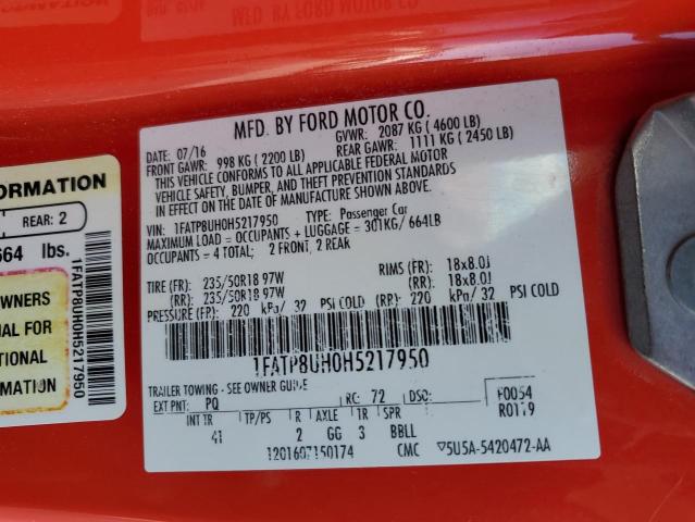 2017 FORD MUSTANG - 1FATP8UH0H5217950
