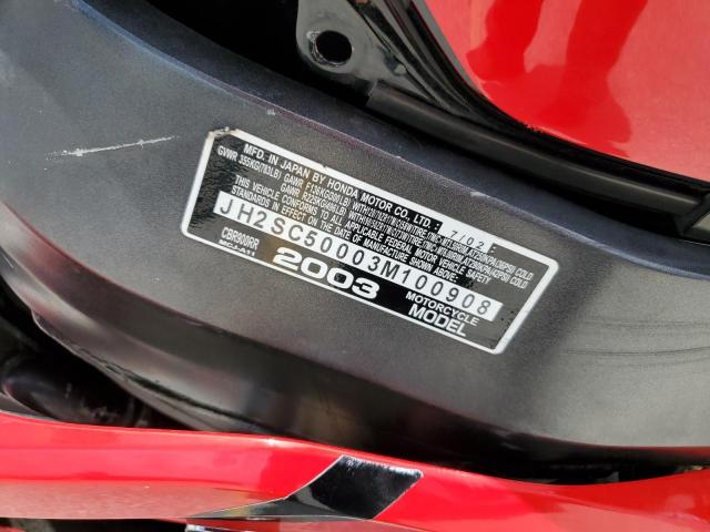 2003 HONDA CBR900 RR JH2SC50003M100908