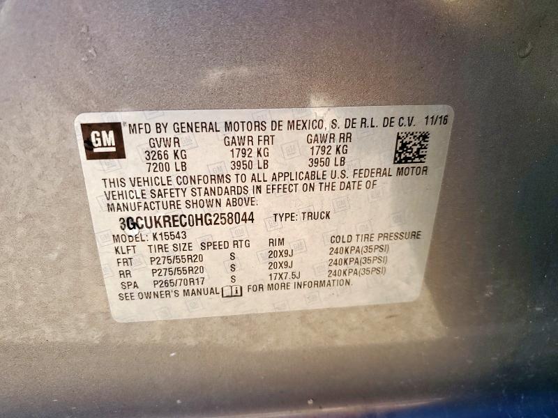 2017 CHEVROLET SILVERADO - 3GCUKREC0HG258044