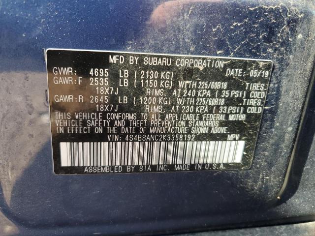 2019 SUBARU OUTBACK 2. - 4S4BSANC2K3358192