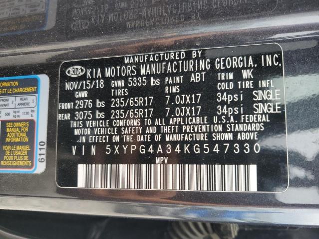 2019 KIA SORENTO L 5XYPG4A34KG547330