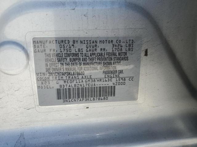 2019 NISSAN VERSA S - 3N1CN7AP3KL878680