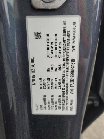 2022 TESLA MODEL 3 - 5YJ3E1EB9NF316181