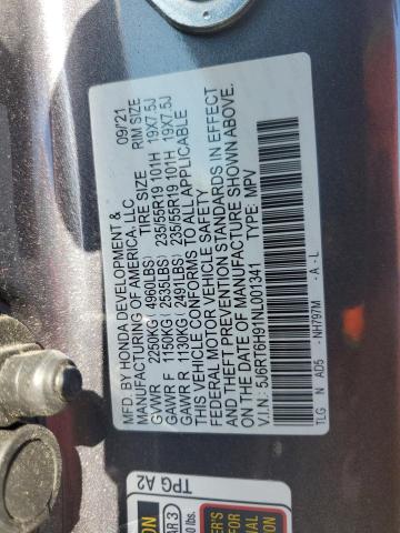 2022 HONDA CR-V TOURI 5J6RT6H91NL001341