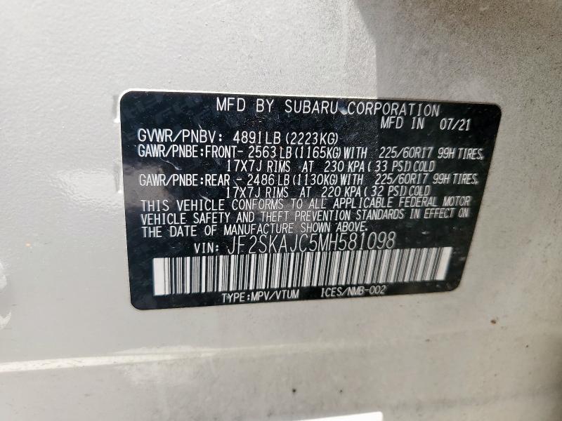 2021 SUBARU FORESTER P JF2SKAJC5MH581098