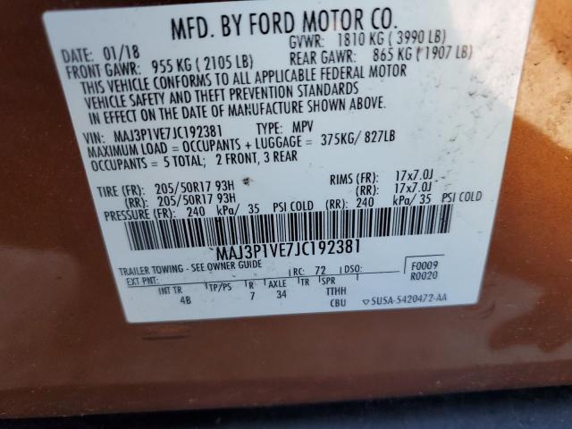2018 FORD ECOSPORT T MAJ3P1VE7JC192381