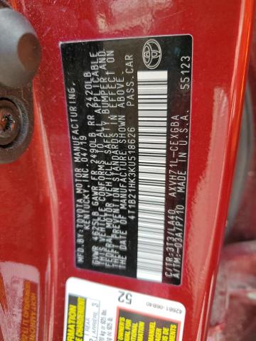 2019 TOYOTA CAMRY HYBR - 4T1B21HK3KU518626