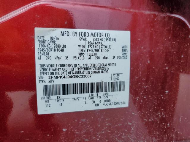 2016 FORD EDGE SEL 2FMPK4J94GBC33087