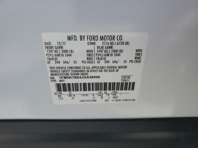 2018 FORD EXPLORER 1FM5K7B84JGA58998