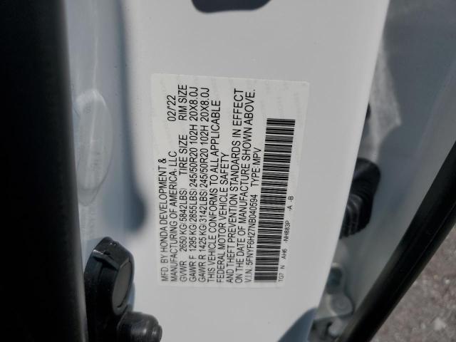 2022 HONDA PILOT SE 5FNYF6H27NB040594