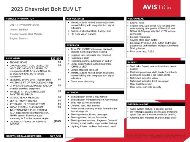 2023 CHEVROLET BOLT EUV L 1G1FY6S01P4146793
