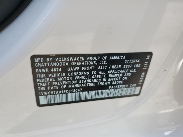 2015 VOLKSWAGEN PASSAT SEL 1VWCV7A31FC012047