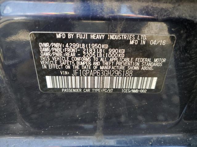 2016 SUBARU IMPREZA SP JF1GPAP63GH296188