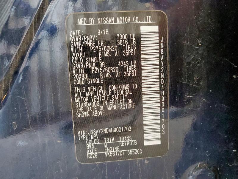 2017 NISSAN ARMADA SV JN8AY2ND4H9001703