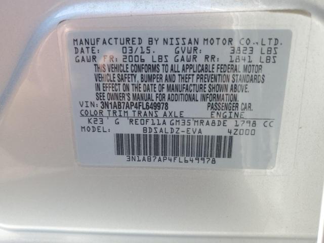 2015 NISSAN SENTRA S - 3N1AB7AP4FL649978