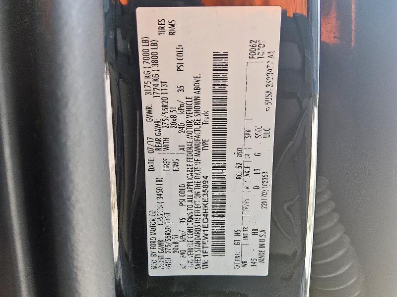 2017 FORD F150 SUPER - 1FTEW1EG4HKE35894