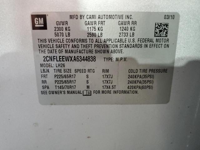 2CNFLEEWXA6344838 2010 CHEVROLET EQUINOX