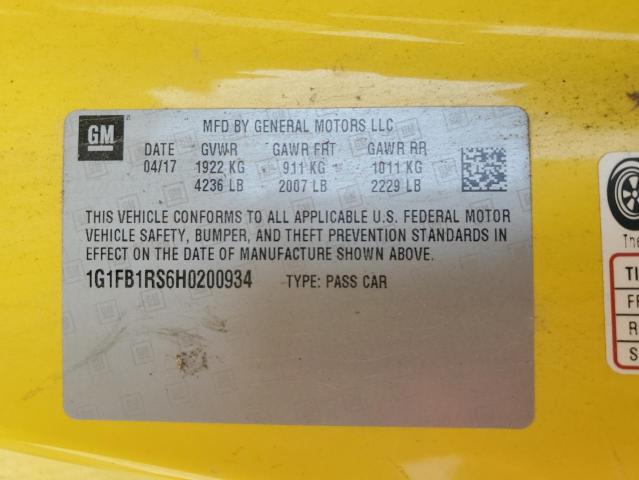 2017 CHEVROLET CAMARO LT 1G1FB1RS6H0200934