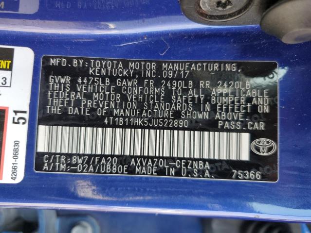 2018 TOYOTA CAMRY L - 4T1B11HK5JU522890