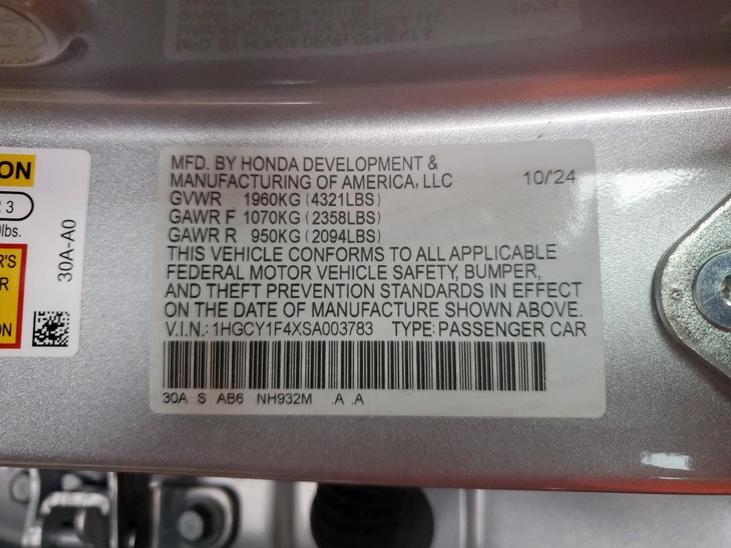 2025 HONDA ACCORD SE 1HGCY1F4XSA003783