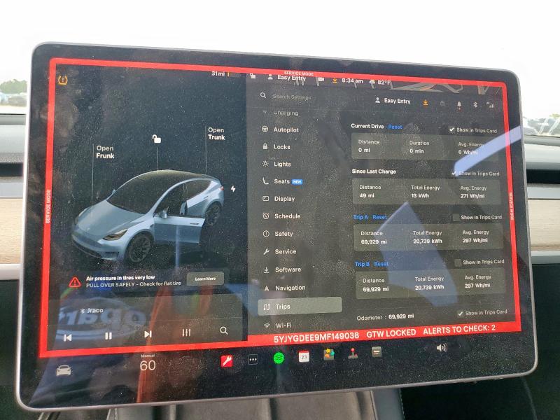 2021 TESLA MODEL Y - 5YJYGDEE9MF149038