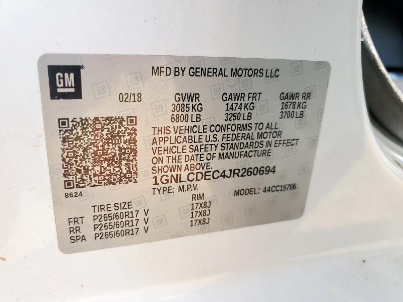 2018 CHEVROLET TAHOE POLI - 1GNLCDEC4JR260694
