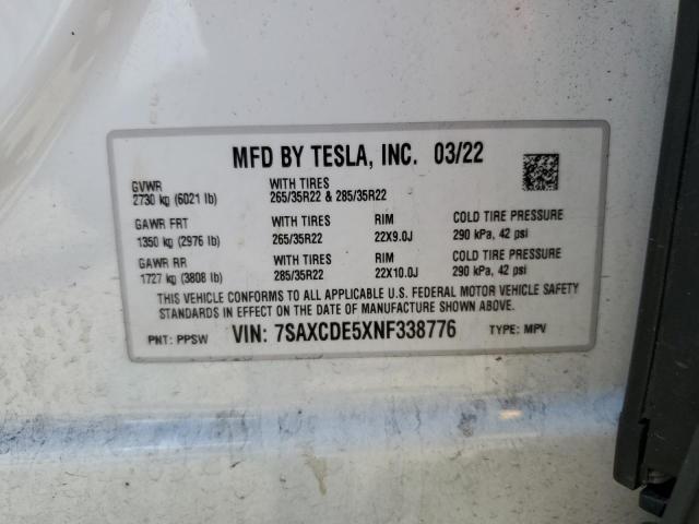 2022 TESLA MODEL X 7SAXCDE5XNF338776