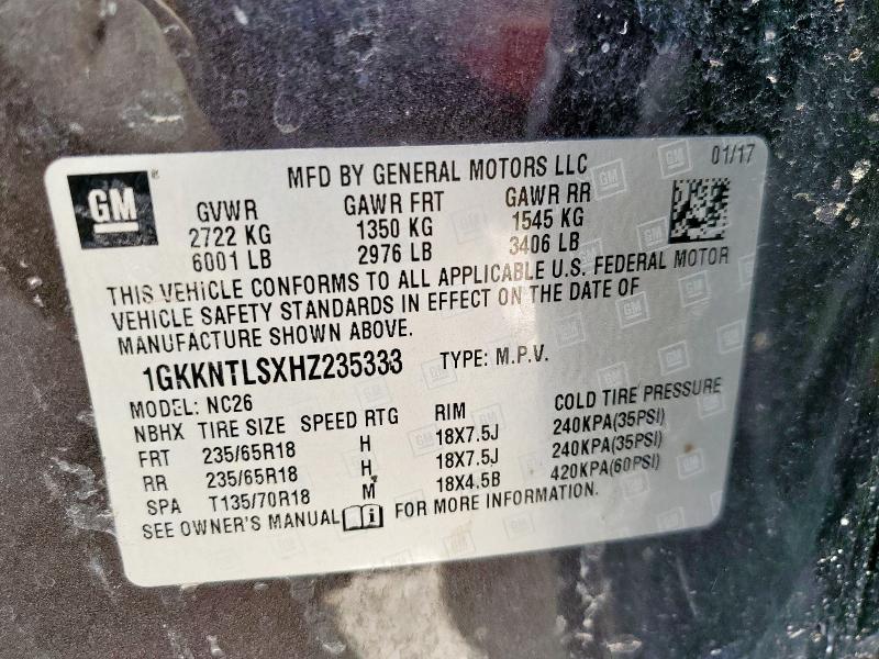 2017 GMC ACADIA ALL TERRAIN 1GKKNTLSXHZ235333